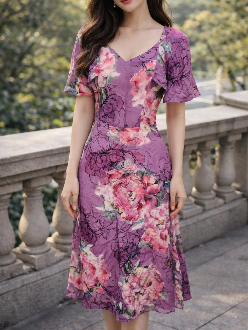 Kachel Silk Floral Midi Dress 6